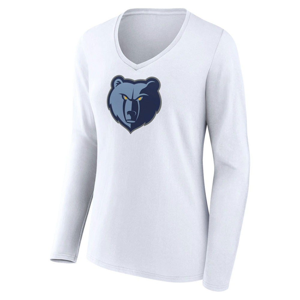 Memphis Grizzlies Women's Logo Long Sleeve V-Neck T-Shirt - White for sale