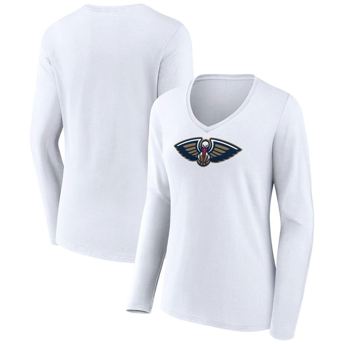 New Orleans Pelicans Women's Logo Long Sleeve V-Neck T-Shirt - White outlet