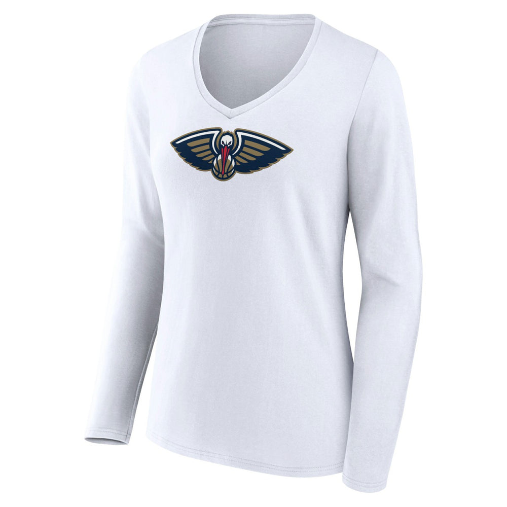 New Orleans Pelicans Women's Logo Long Sleeve V-Neck T-Shirt - White outlet