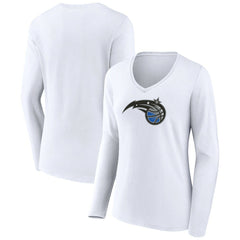 Orlando Magic Women's Logo Long Sleeve V-Neck T-Shirt - White discount
