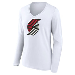 Portland Trail Blazers Women's Logo Long Sleeve V-Neck T-Shirt - White outlet