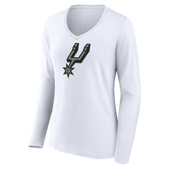 San Antonio Spurs Women's Logo Long Sleeve V-Neck T-Shirt - White sale