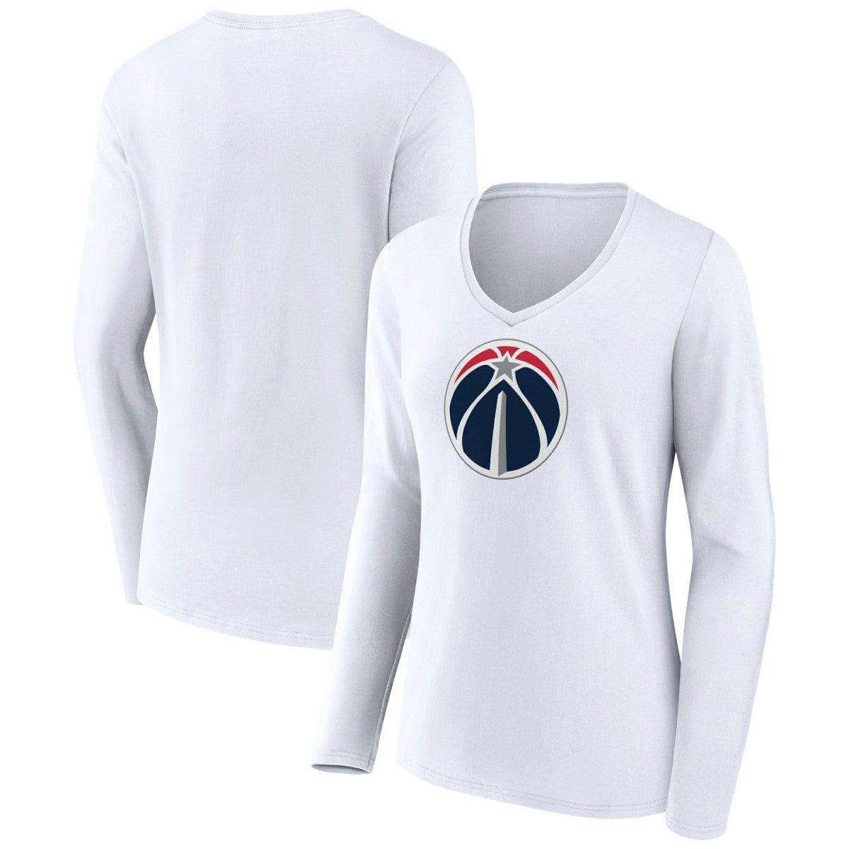 Washington Wizards Women's Logo Long Sleeve V-Neck T-Shirt - White cheap