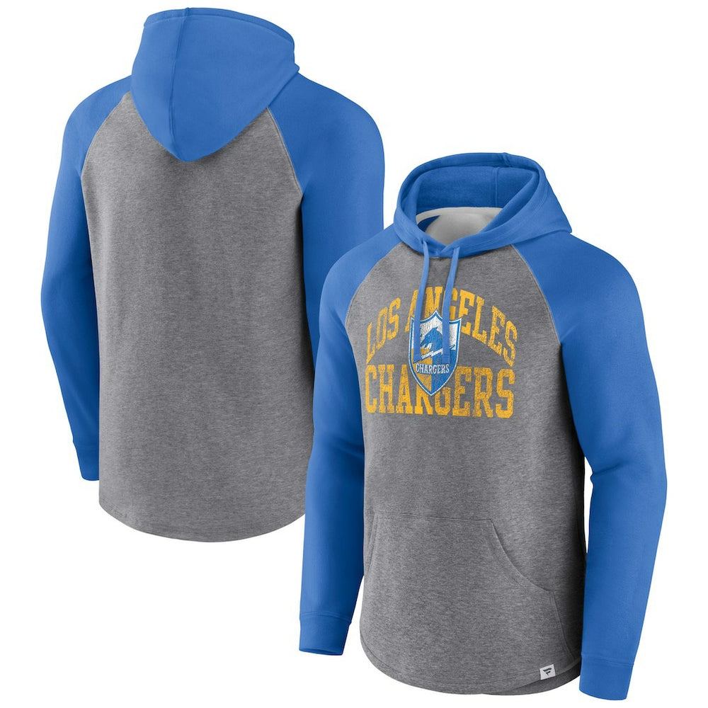 Los Angeles Chargers Favorite Arch Raglan Pullover Hoodie - Heather Gray sale