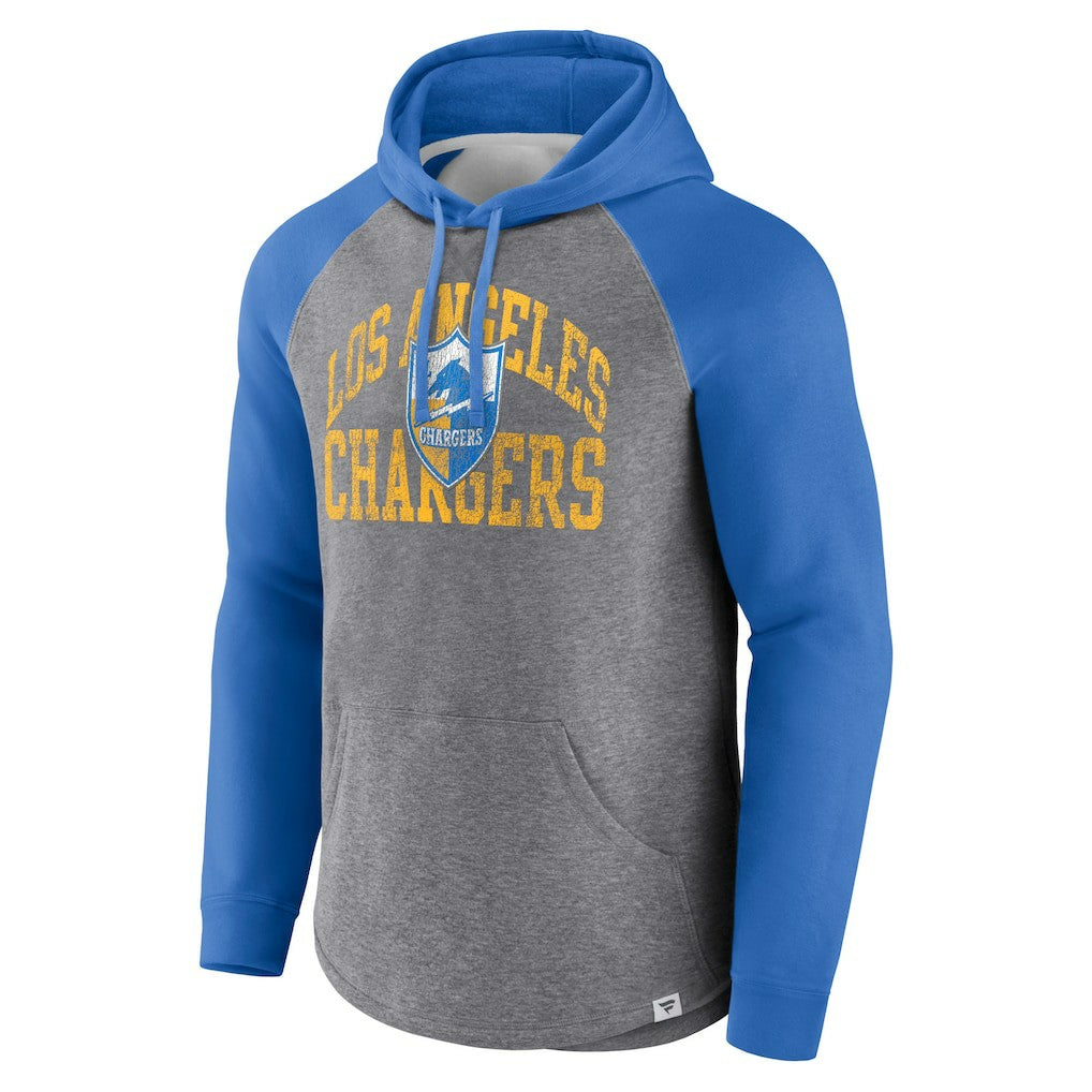 Los Angeles Chargers Favorite Arch Raglan Pullover Hoodie - Heather Gray sale
