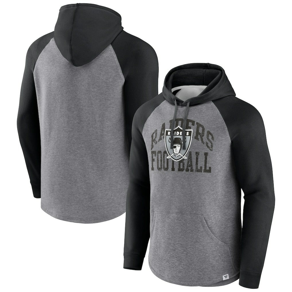 Las Vegas Raiders Favorite Arch Raglan Pullover Hoodie - Heather Gray discount