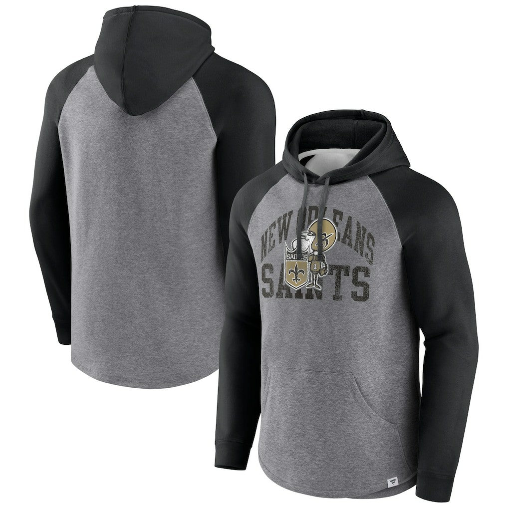 New Orleans Saints Favorite Arch Raglan Pullover Hoodie - Heather Gray cheap
