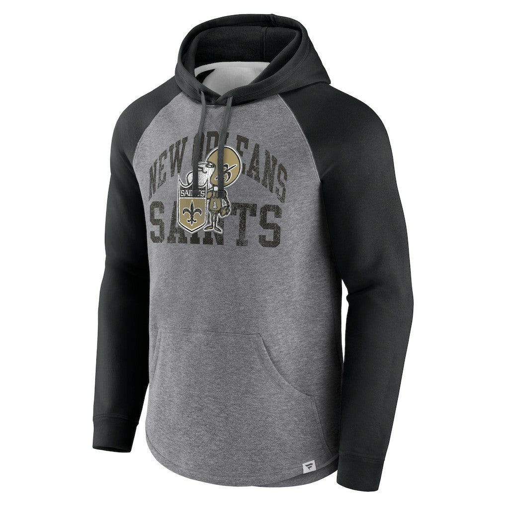 New Orleans Saints Favorite Arch Raglan Pullover Hoodie - Heather Gray cheap