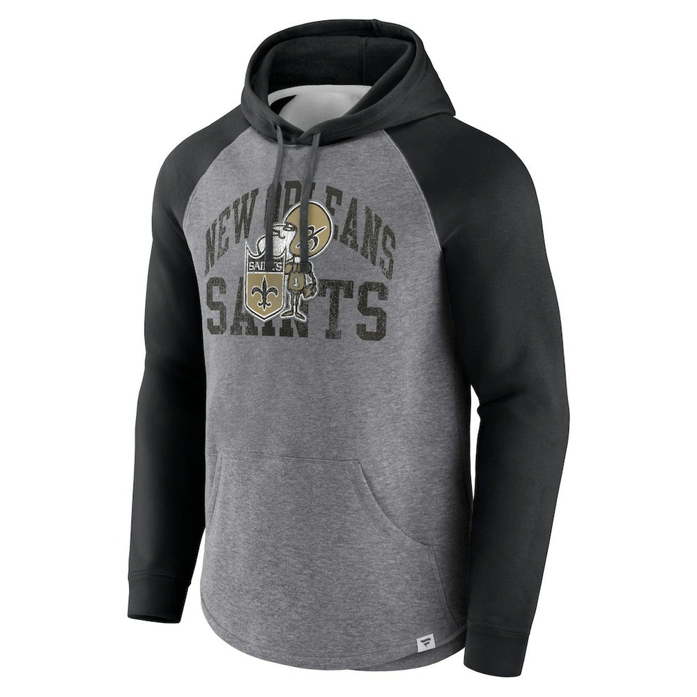 New Orleans Saints Favorite Arch Raglan Pullover Hoodie - Heather Gray cheap