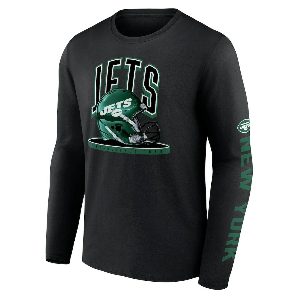 New York Jets Helmet Platform Long Sleeve T-Shirt - Black cheap