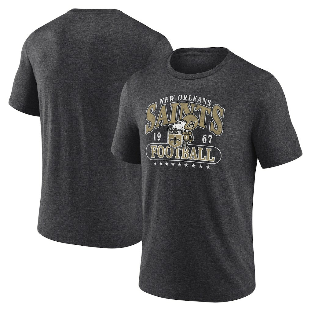 New Orleans Saints Retro Tri-Blend T-Shirt - Heather Charcoal on sale