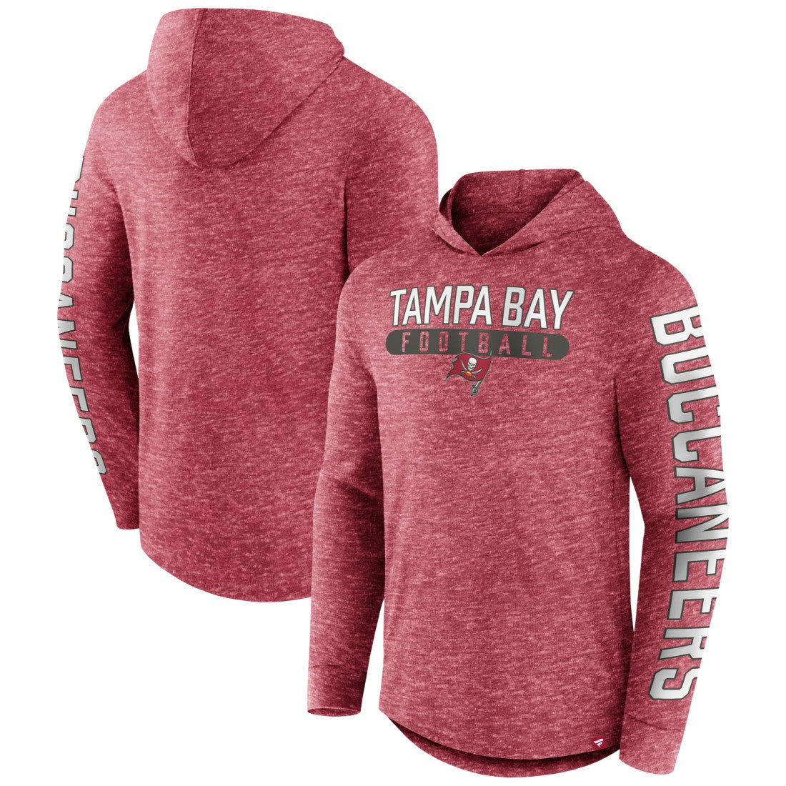 Tampa Bay Buccaneers Pill Stack Long Sleeve Hoodie T-Shirt - Heather Red discount