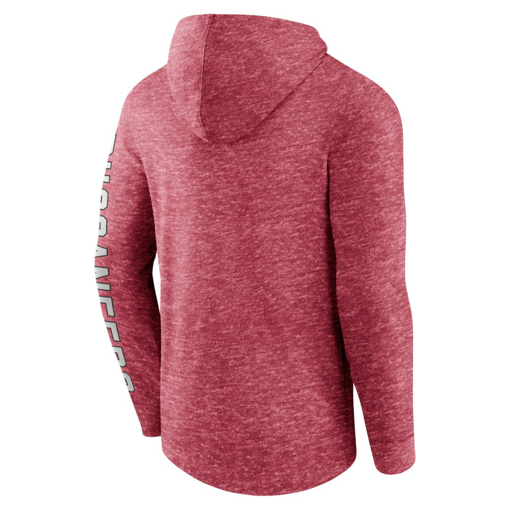 Tampa Bay Buccaneers Pill Stack Long Sleeve Hoodie T-Shirt - Heather Red discount