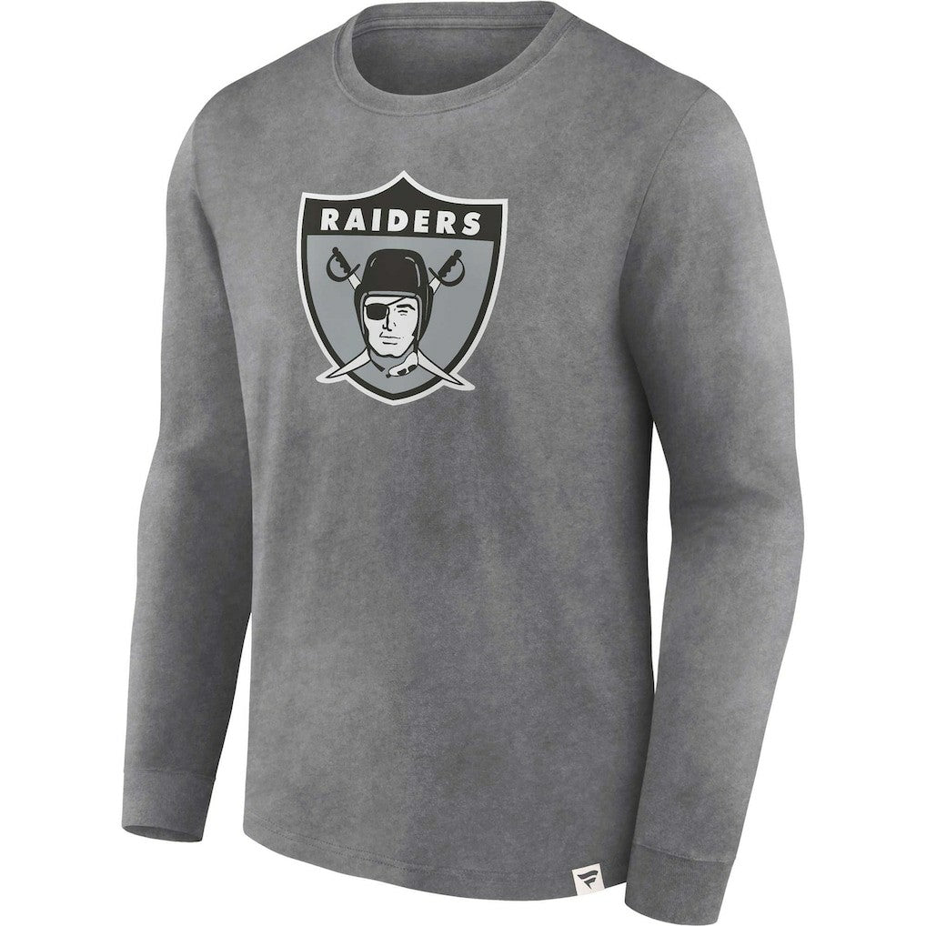 Las Vegas Raiders Washed Primary Long Sleeve T-Shirt - Heather Charcoal on sale