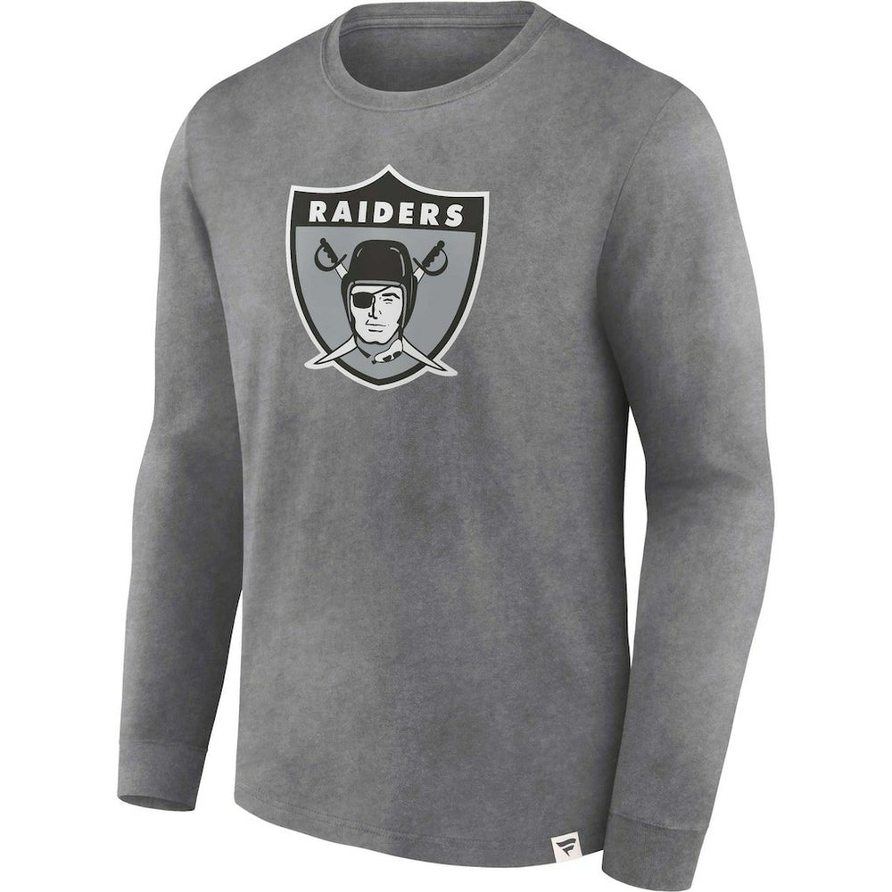 Las Vegas Raiders Washed Primary Long Sleeve T-Shirt - Heather Charcoal on sale
