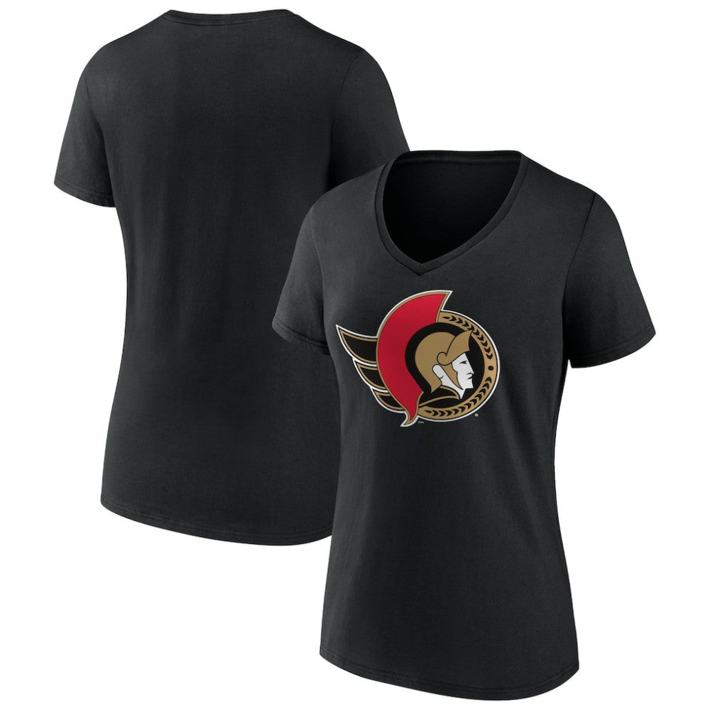 Ottawa Senators Women's Team Logo V-Neck T-Shirt Black