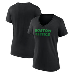 Boston Celtics Women's Wordmark V-Neck T-Shirt - Black for sale