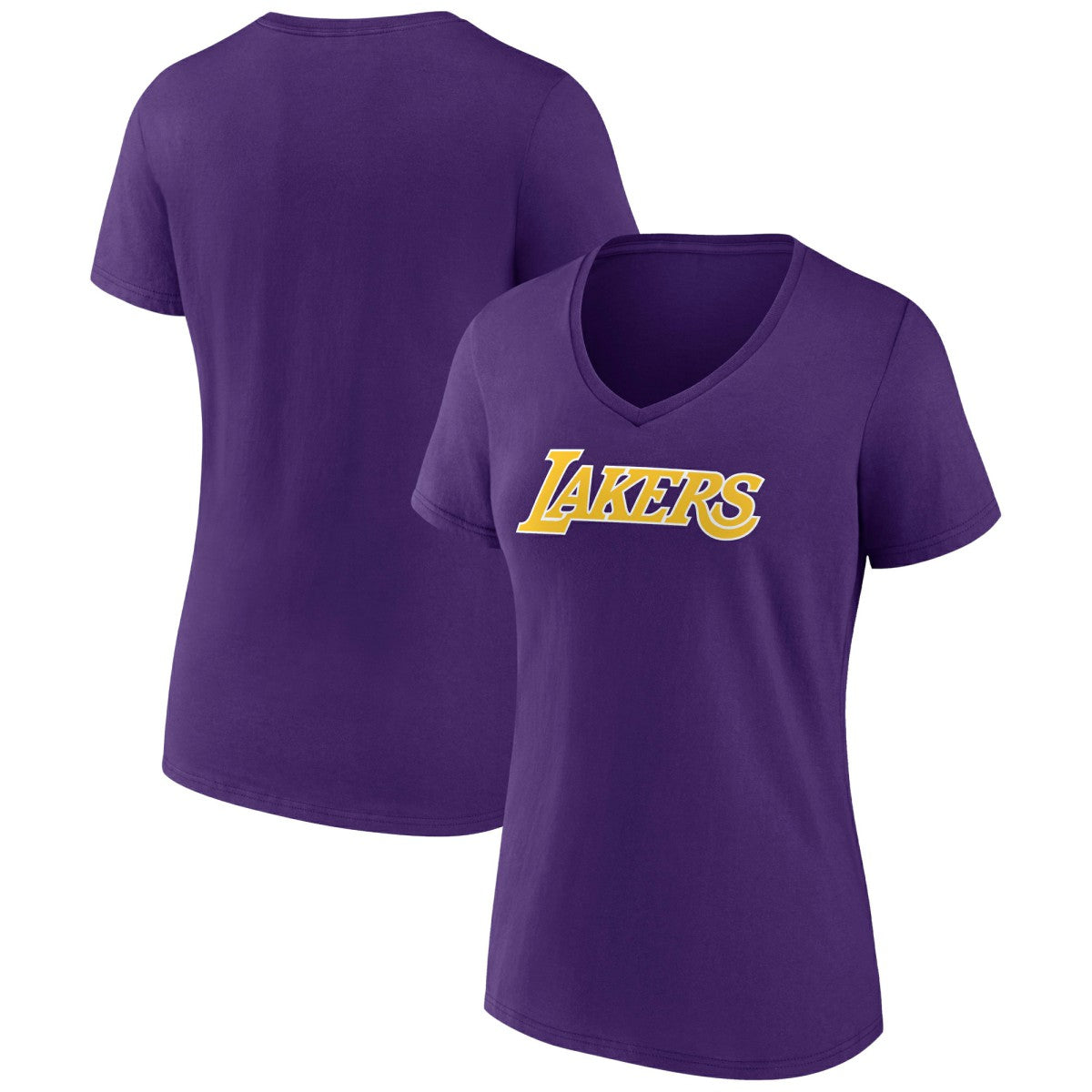 Los Angeles Lakers Women's Wordmark V-Neck T-Shirt - Purple outlet