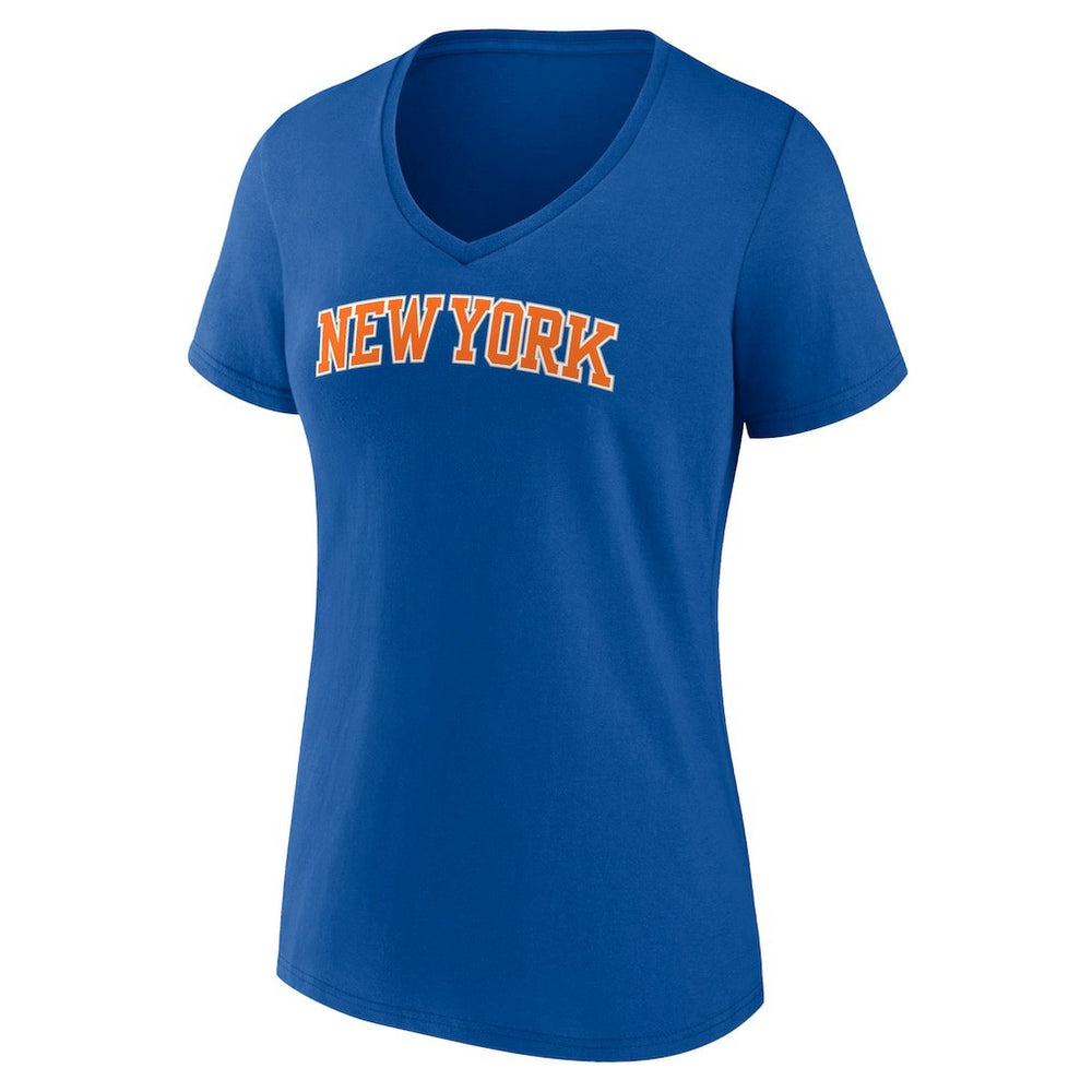 New York Knicks Women's Wordmark V-Neck T-Shirt - Royal for sale