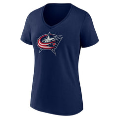 Columbus Blue Jackets Women's Team Logo V-Neck T-Shirt Navy