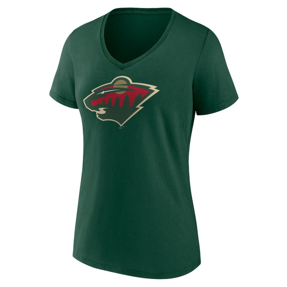 Minnesota Wild Women's Team Logo V-Neck T-Shirt Green