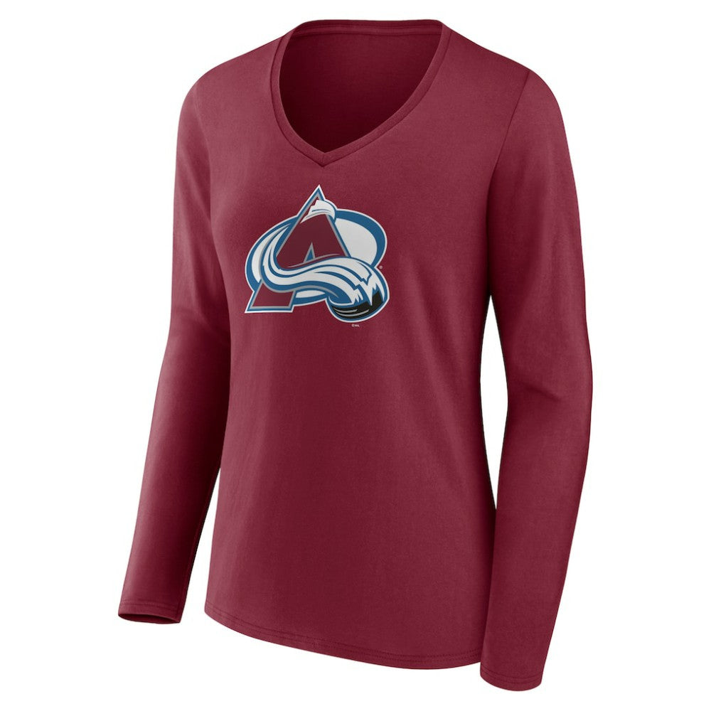 Colorado Avalanche Women's Team Logo Long Sleeve V-Neck T-Shirt Burgundy