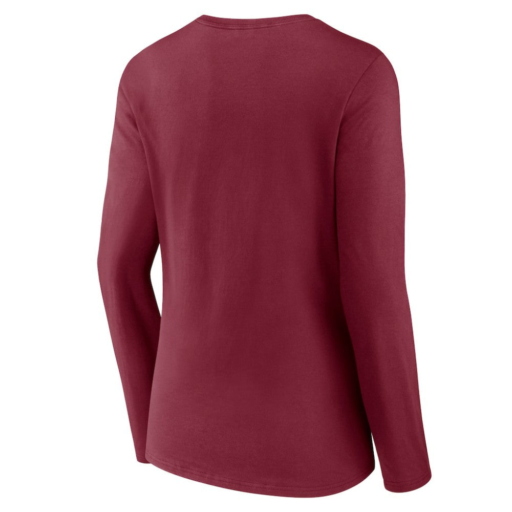 Colorado Avalanche Women's Team Logo Long Sleeve V-Neck T-Shirt Burgundy