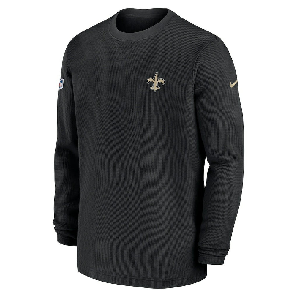 New Orleans Saints 2023 Sideline Throwback Heavy Brushed Waffle Long Sleeve Top - Black | Nike for sale