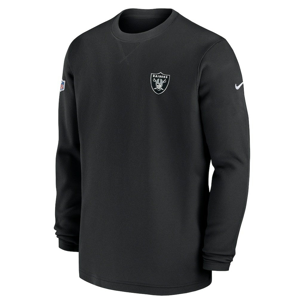 Las Vegas Raiders 2023 Sideline Throwback Heavy Brushed Waffle Long Sleeve Top - Black | Nike online