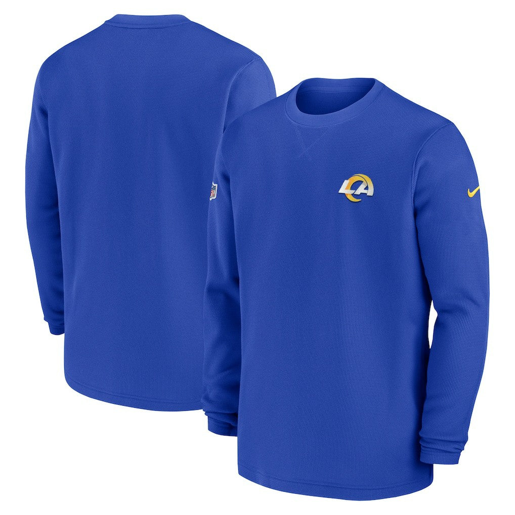 Los Angeles Rams 2023 Sideline Throwback Heavy Brushed Waffle Long Sleeve Top - Royal | Nike online