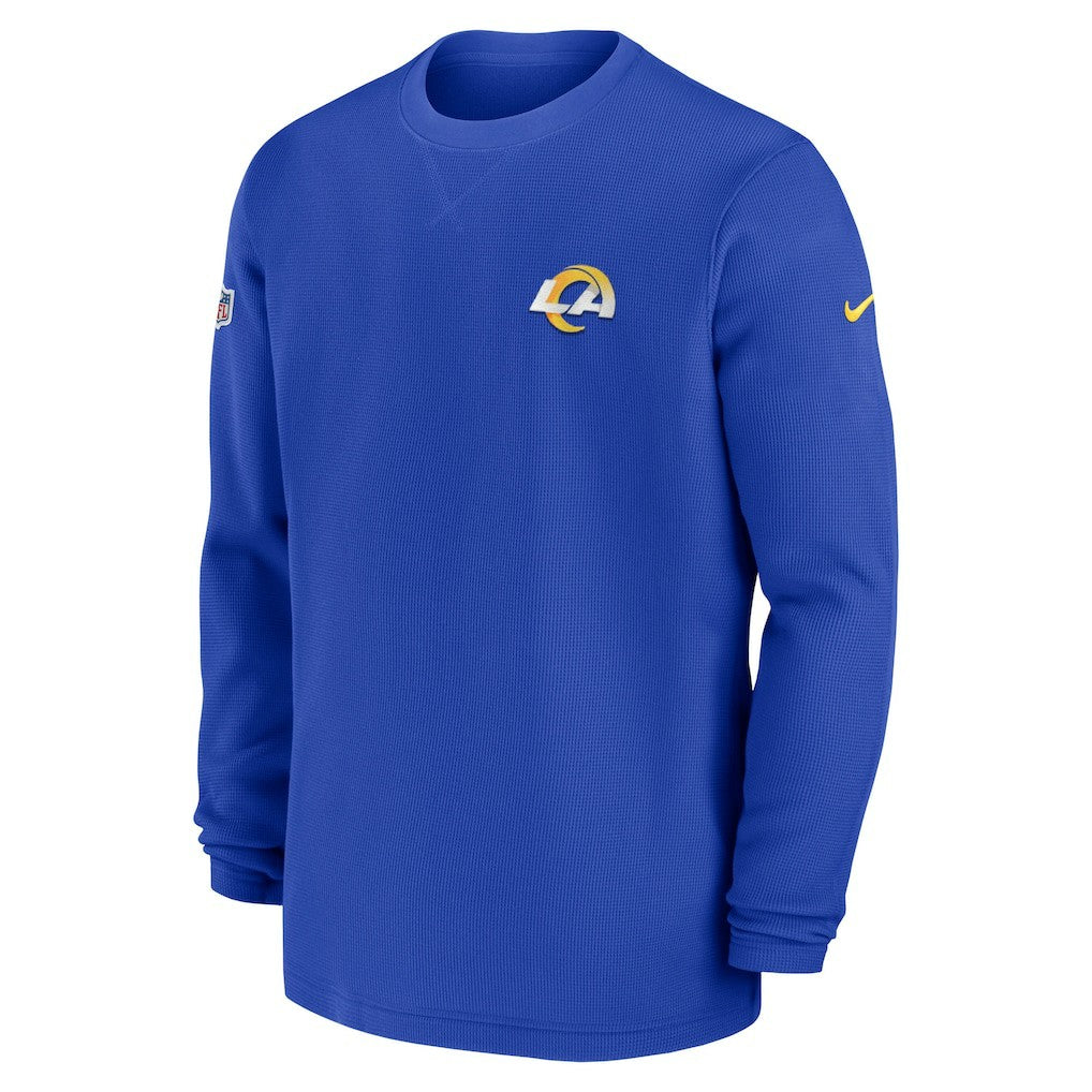 Los Angeles Rams 2023 Sideline Throwback Heavy Brushed Waffle Long Sleeve Top - Royal | Nike online