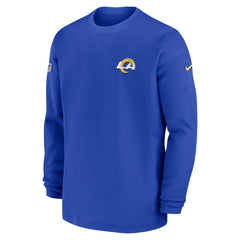 Los Angeles Rams 2023 Sideline Throwback Heavy Brushed Waffle Long Sleeve Top - Royal | Nike online