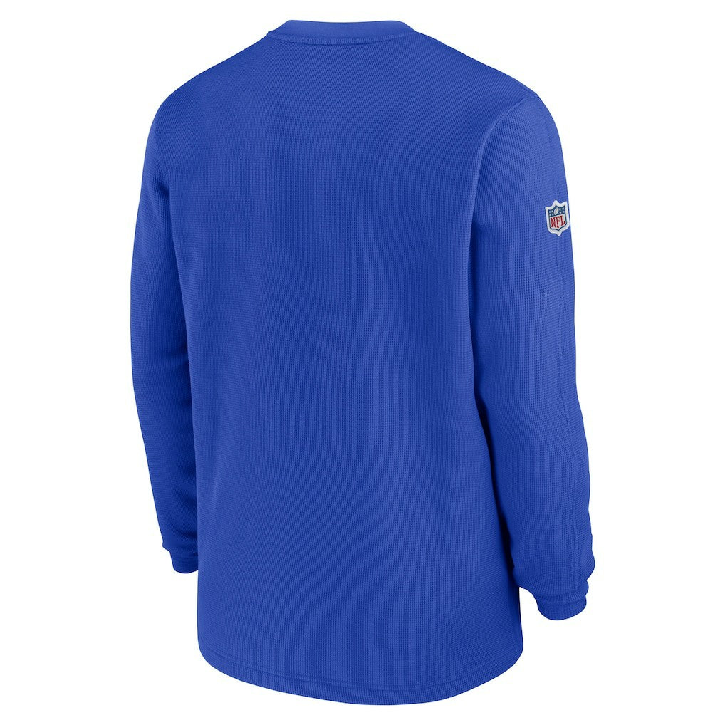 Los Angeles Rams 2023 Sideline Throwback Heavy Brushed Waffle Long Sleeve Top - Royal | Nike online