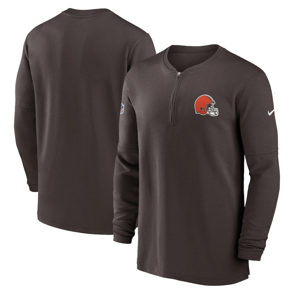 Cleveland Browns 2023 Sideline Performance Long Sleeve Tri-Blend Quarter-Zip Top - Brown | Nike sale