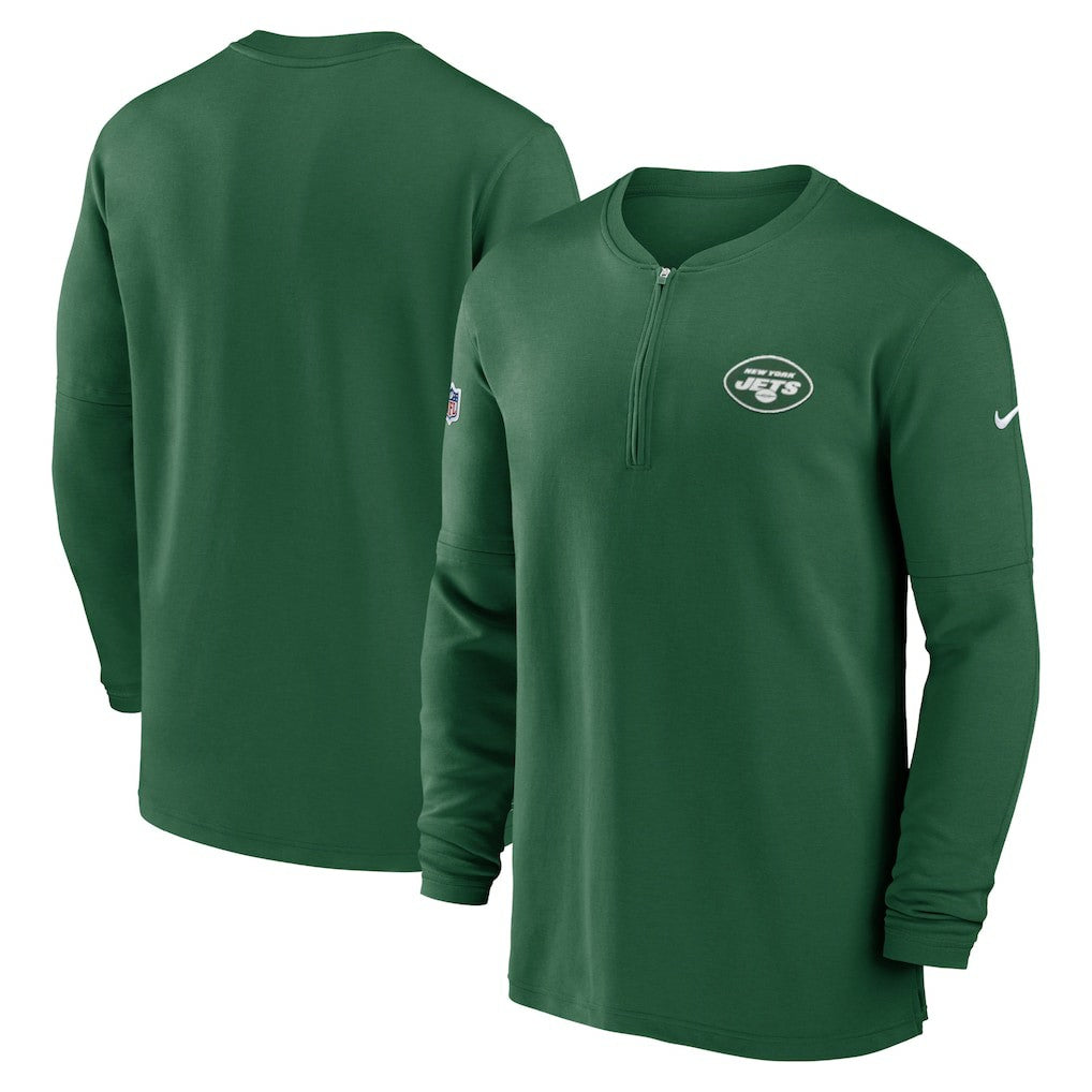 New York Jets 2023 Sideline Performance Long Sleeve Tri-Blend Quarter-Zip Top - Green | Nike outlet