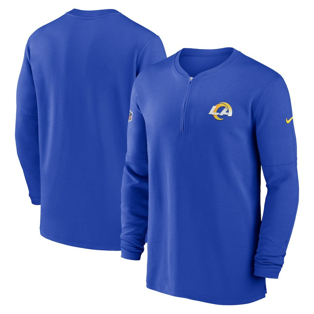 Los Angeles Rams 2023 Sideline Performance Long Sleeve Tri-Blend Quarter-Zip Top - Royal | Nike for sale