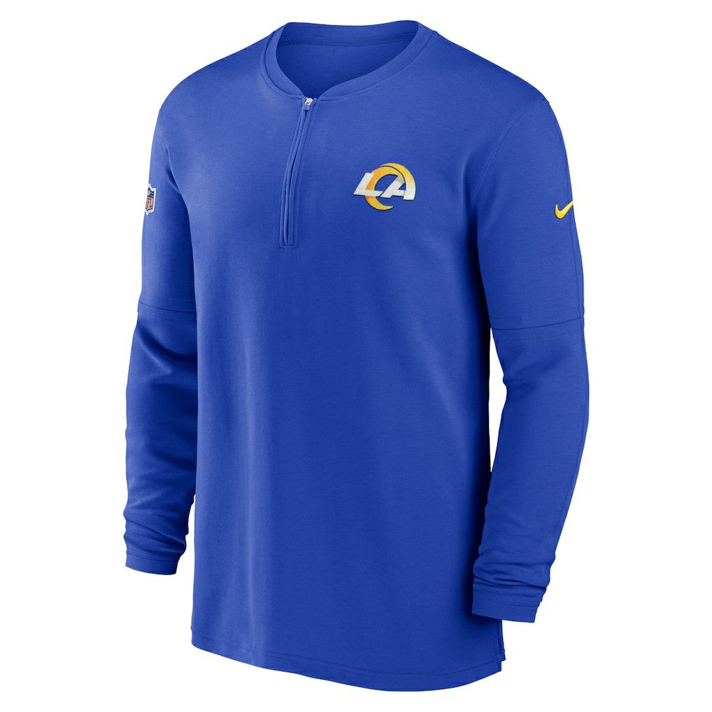 Los Angeles Rams 2023 Sideline Performance Long Sleeve Tri-Blend Quarter-Zip Top - Royal | Nike for sale