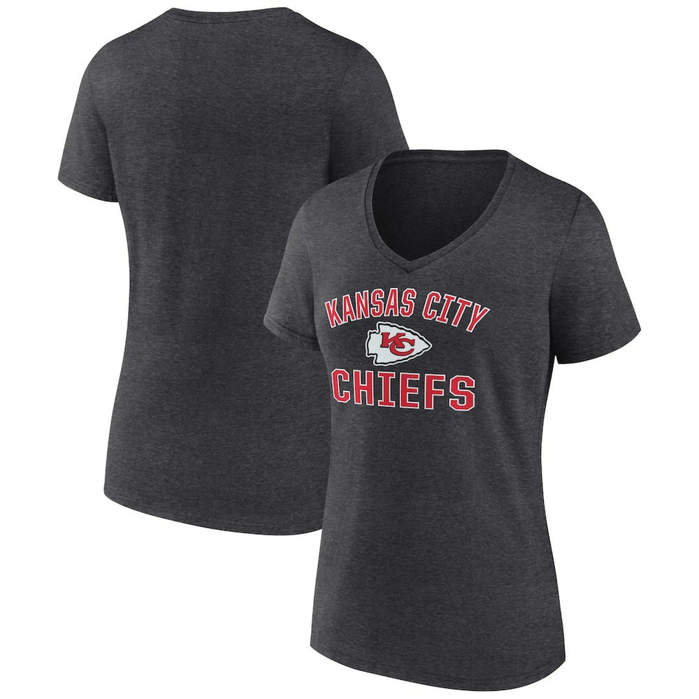 Kansas City Chiefs Women's Victory Arch Team V-Neck T-Shirt - Charcoal cheap