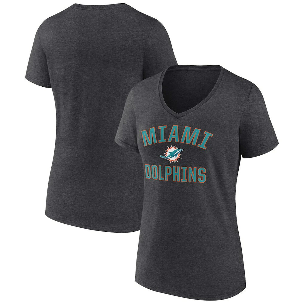 Miami Dolphins Women's Victory Arch Team V-Neck T-Shirt - Charcoal on sale