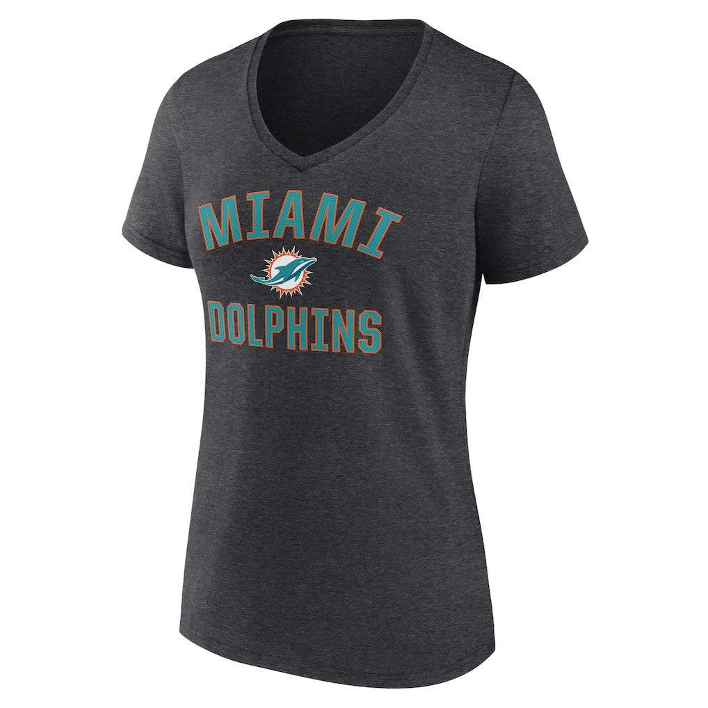 Miami Dolphins Women's Victory Arch Team V-Neck T-Shirt - Charcoal on sale