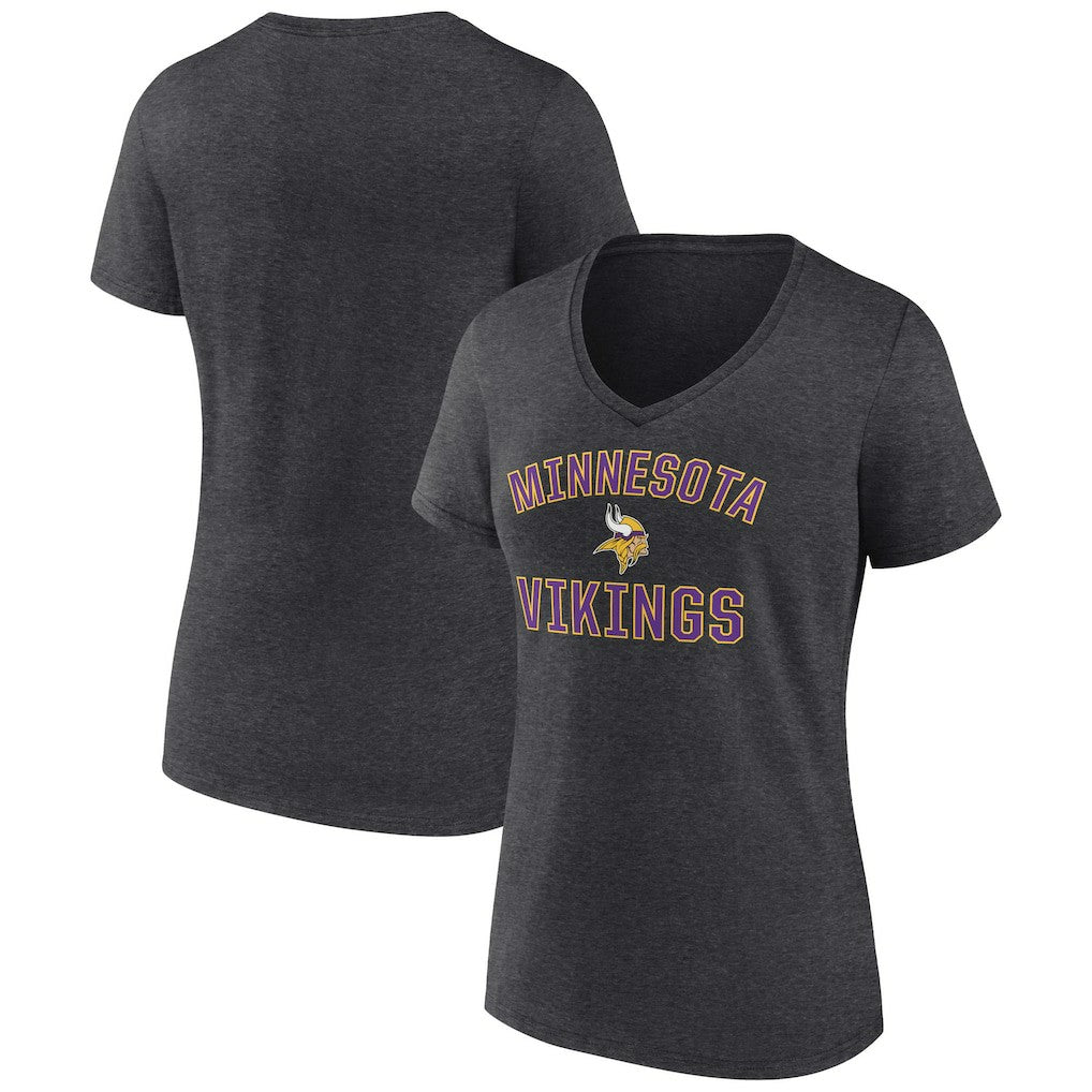 Minnesota Vikings Women's Victory Arch Team V-Neck T-Shirt - Charcoal on sale