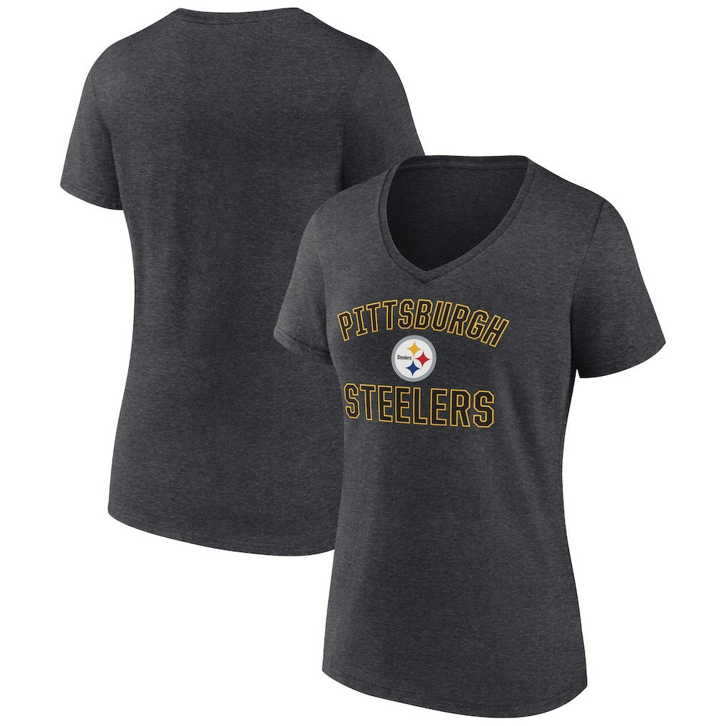 Pittsburgh Steelers Women's Victory Arch Team V-Neck T-Shirt - Charcoal online