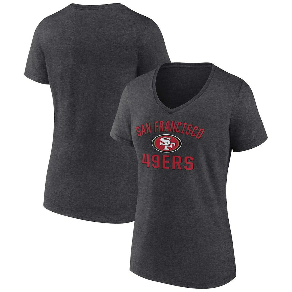 San Francisco 49ers Women's Victory Arch Team V-Neck T-Shirt - Charcoal discount