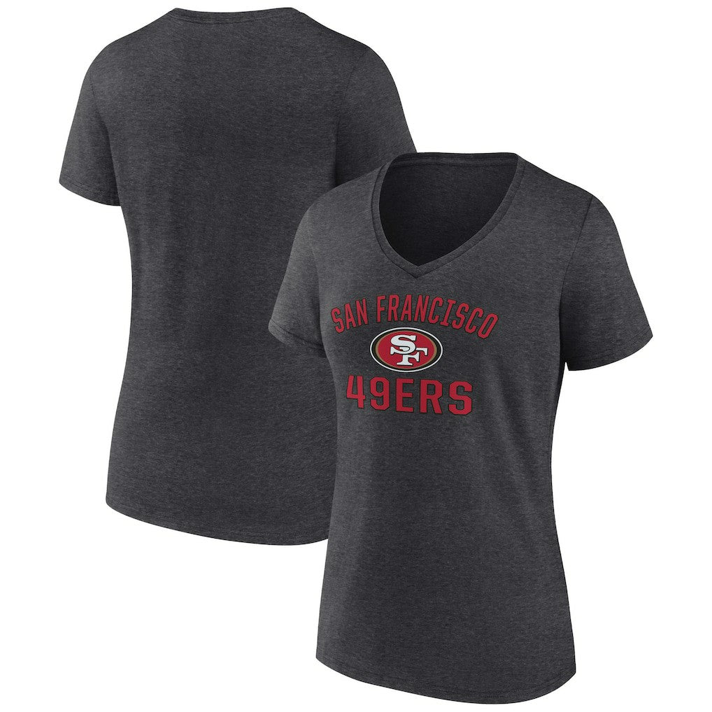 San Francisco 49ers Women's Victory Arch Team V-Neck T-Shirt - Charcoal discount