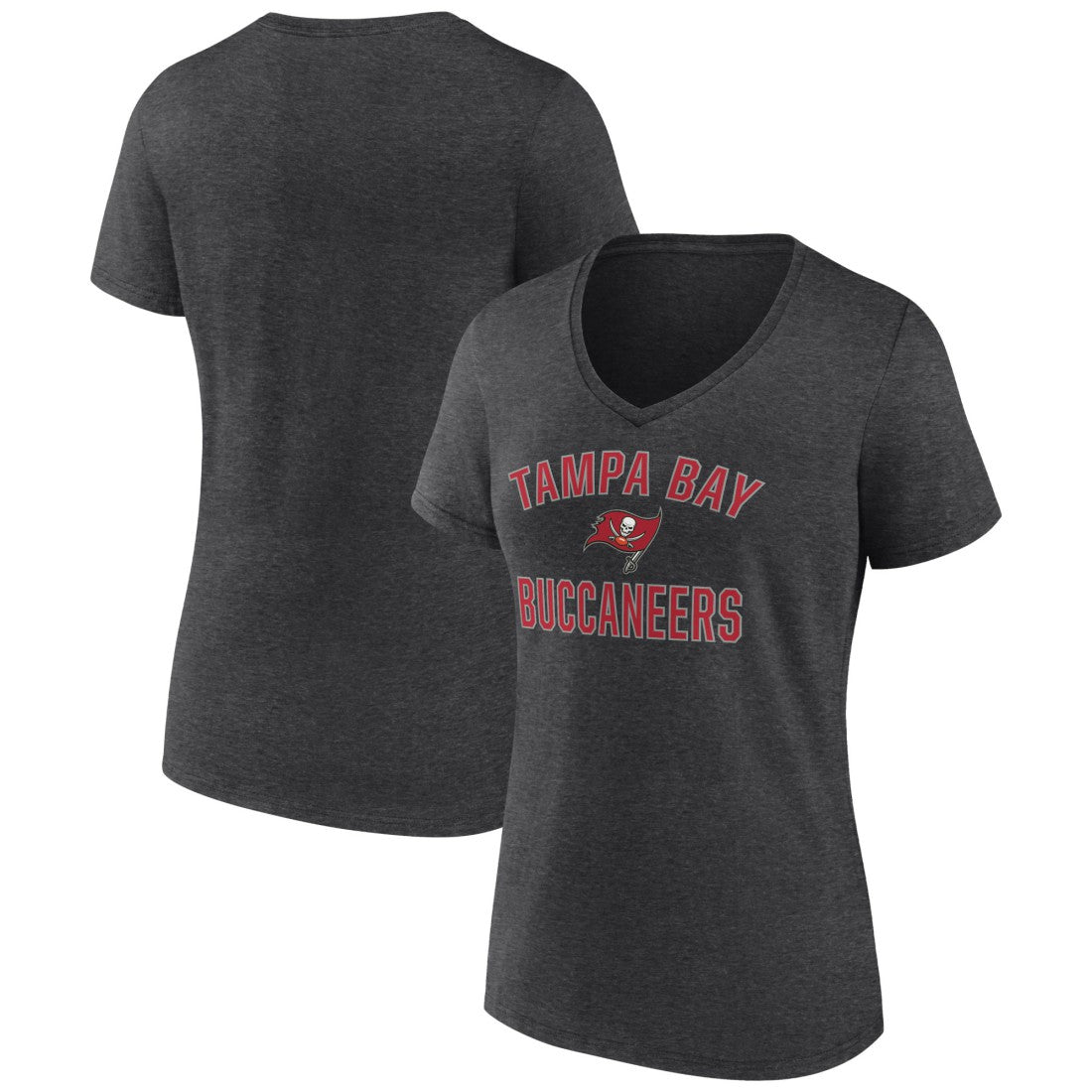 Tampa Bay Buccaneers Women's Victory Arch Team V-Neck T-Shirt - Charcoal cheap