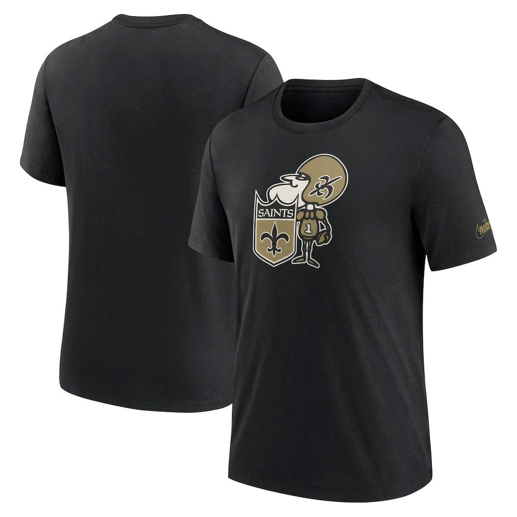 New Orleans Saints Rewind Logo Tri-Blend T-Shirt - Black | Nike on sale