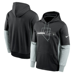 Las Vegas Raiders Color Block Fleece Performance Pullover Hoodie - Black | Nike discount