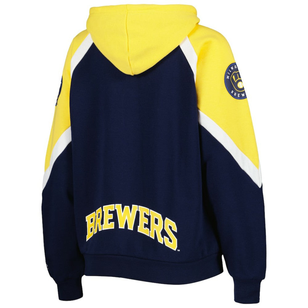 Milwaukee Brewers Starter Women's Hail Mary Full-Zip Hoodie - Navy/Gold