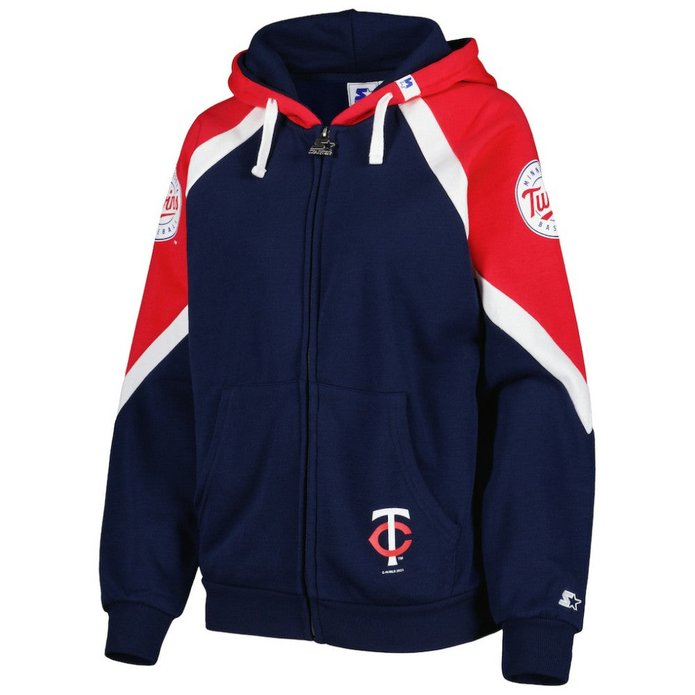 Minnesota Twins Starter Women's Hail Mary Full-Zip Hoodie - Navy/Red