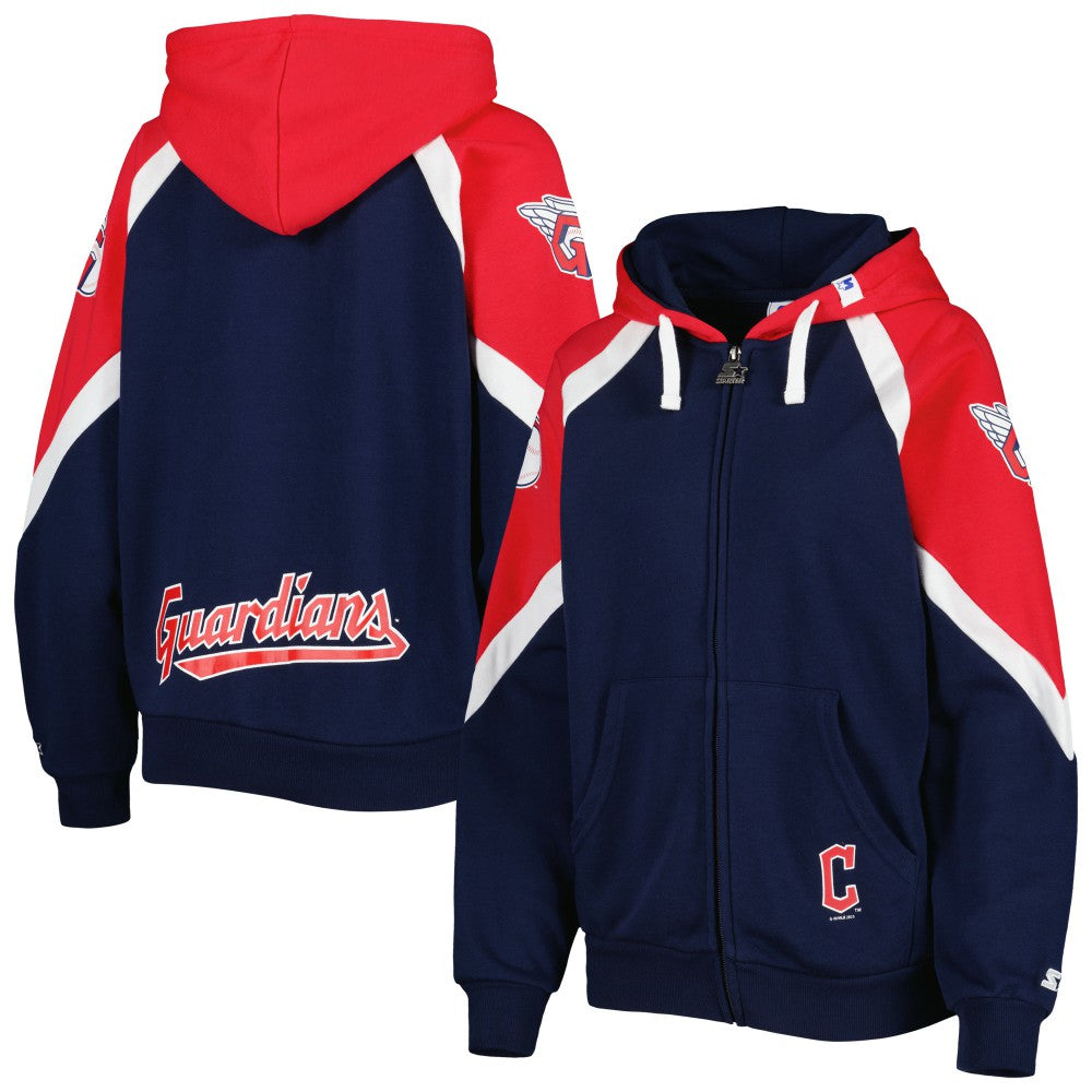 Cleveland Guardians Starter Women's Hail Mary Full-Zip Hoodie - Navy/Red